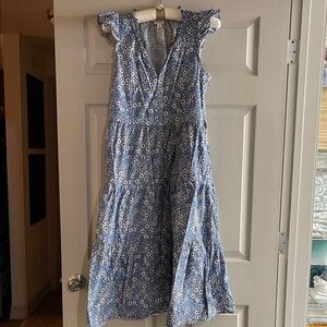 J. Crew Blue Tiered Floral Dress